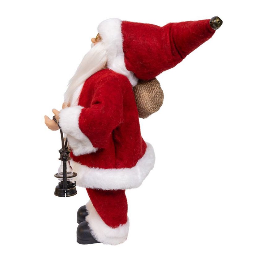 12-Inch Standing Christmas Santa with Sack and Lantern