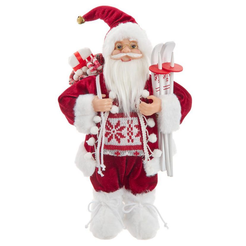 12-Inch Standing Christmas Santa with Skis