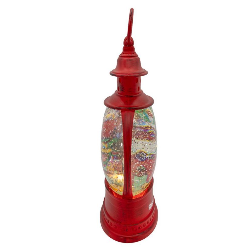 10-Inch Battery Operated USB LED Lighted Lantern with Spinning Glitter Water