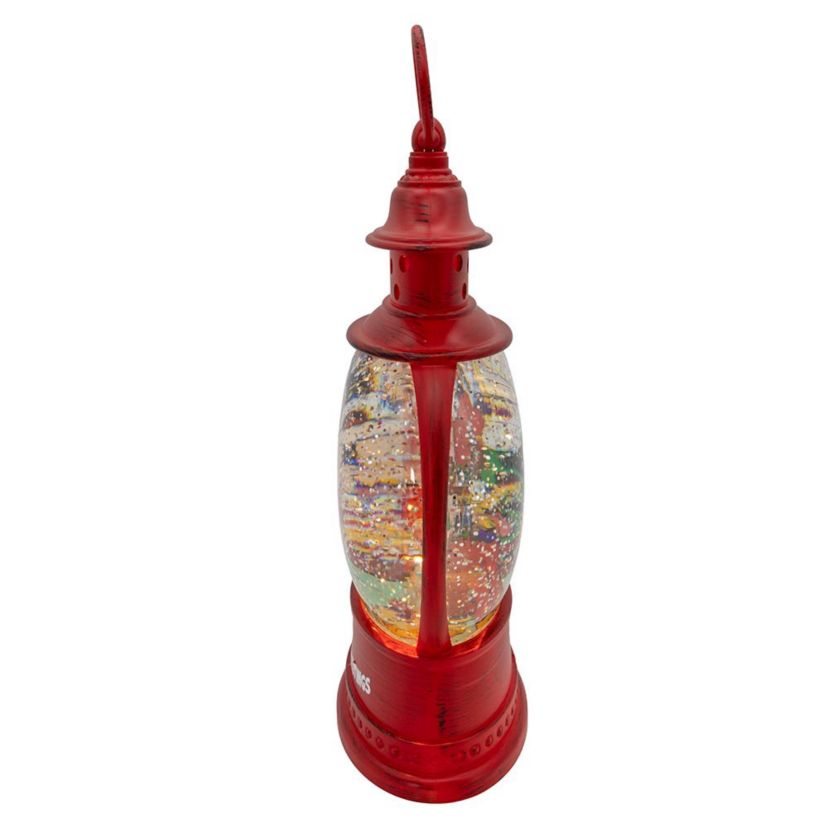 10-Inch Battery Operated USB LED Lighted Lantern with Spinning Glitter Water