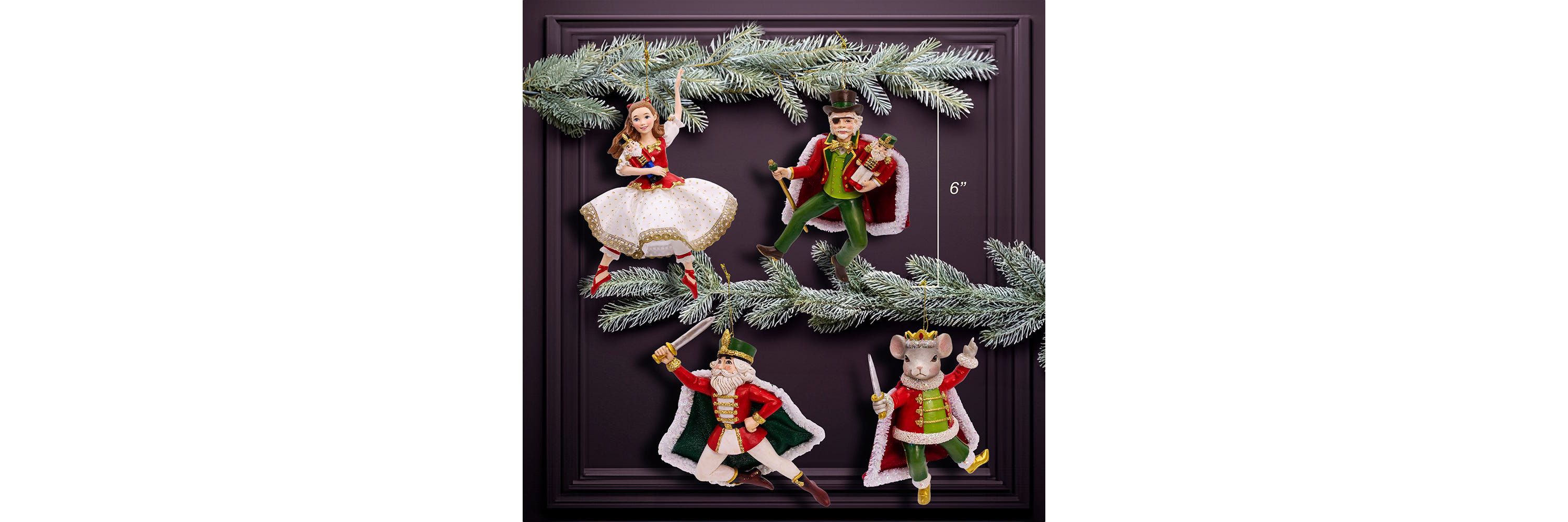 Kurt Adler 6-Inch Resin Nutcracker Suite 4-Piece Ornament Set