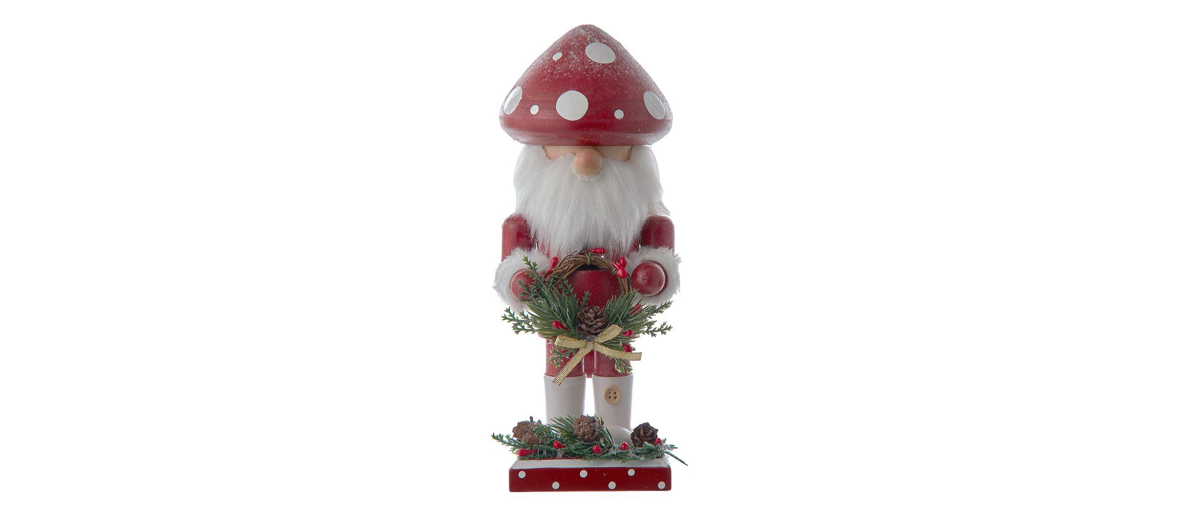 Kurt Adler 9-Inch Wooden Mushroom Santa Nutcracker