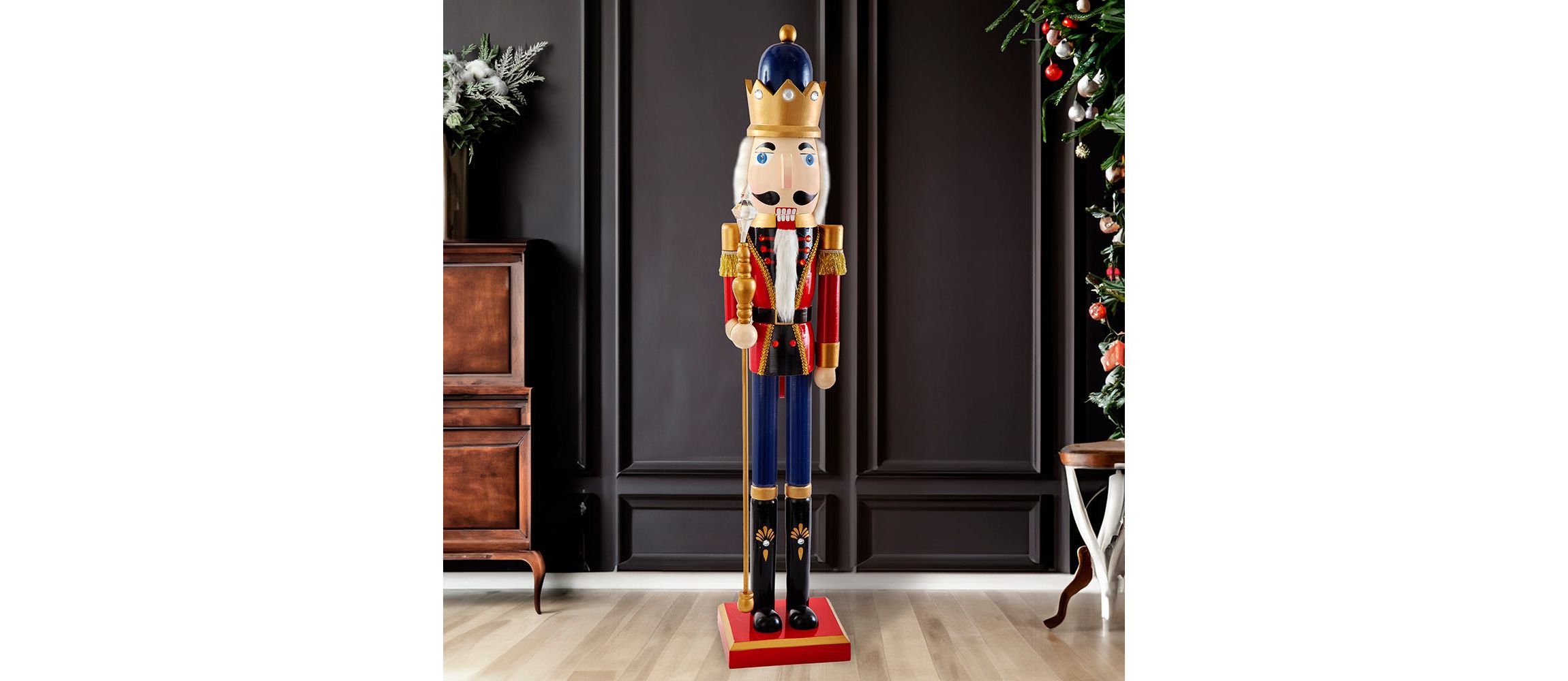 Kurt Adler 36-Inch Wooden Red and Blue King Nutcracker