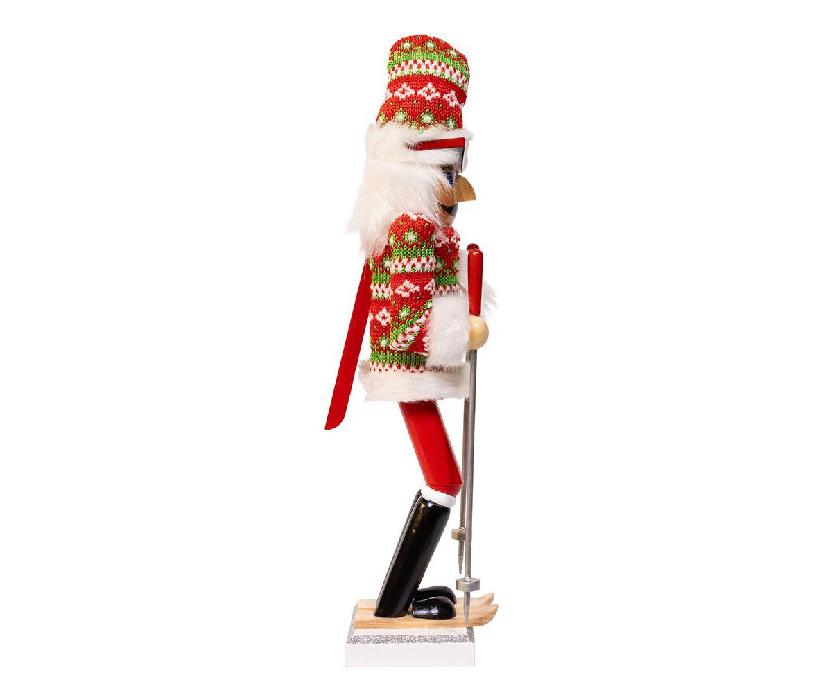 15-Inch Ski Santa With Christmas Sweater Nutcracker