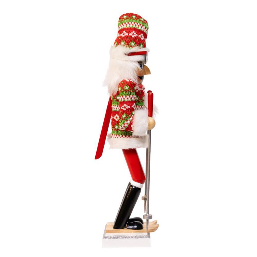 15-Inch Ski Santa With Christmas Sweater Nutcracker