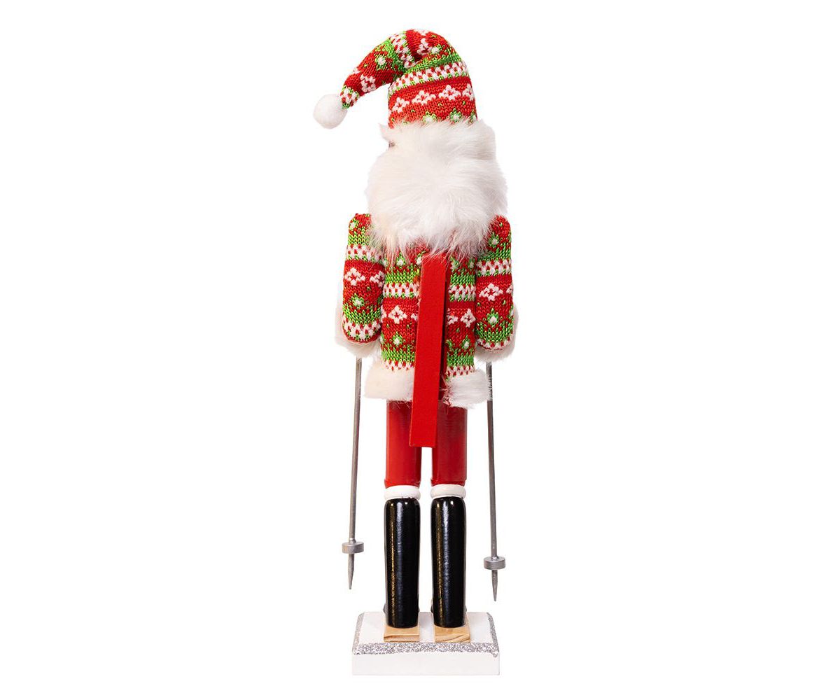 15-Inch Ski Santa With Christmas Sweater Nutcracker