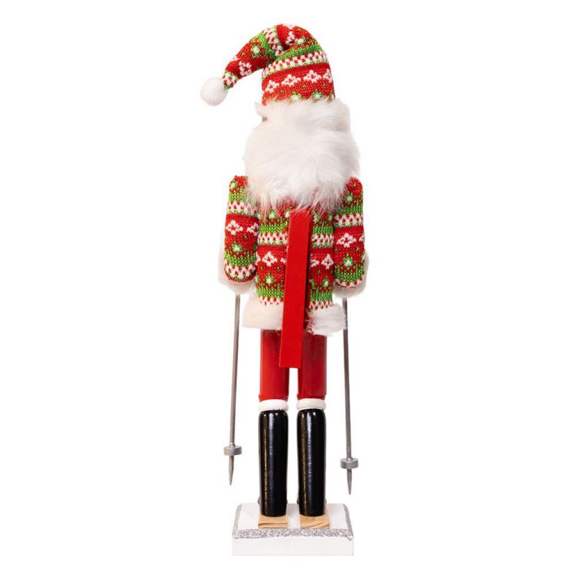 15-Inch Ski Santa With Christmas Sweater Nutcracker