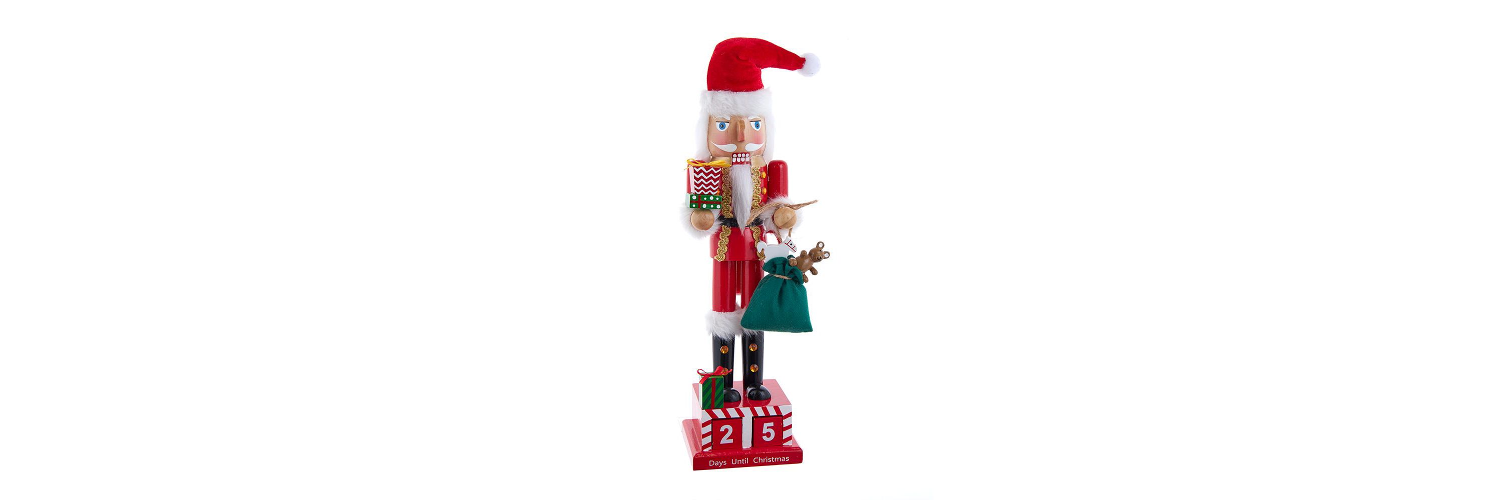 Wooden 15-Inch Santa Calendar Nutcracker