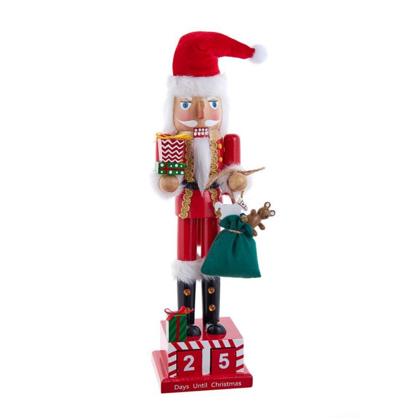 Wooden 15-Inch Santa Calendar Nutcracker