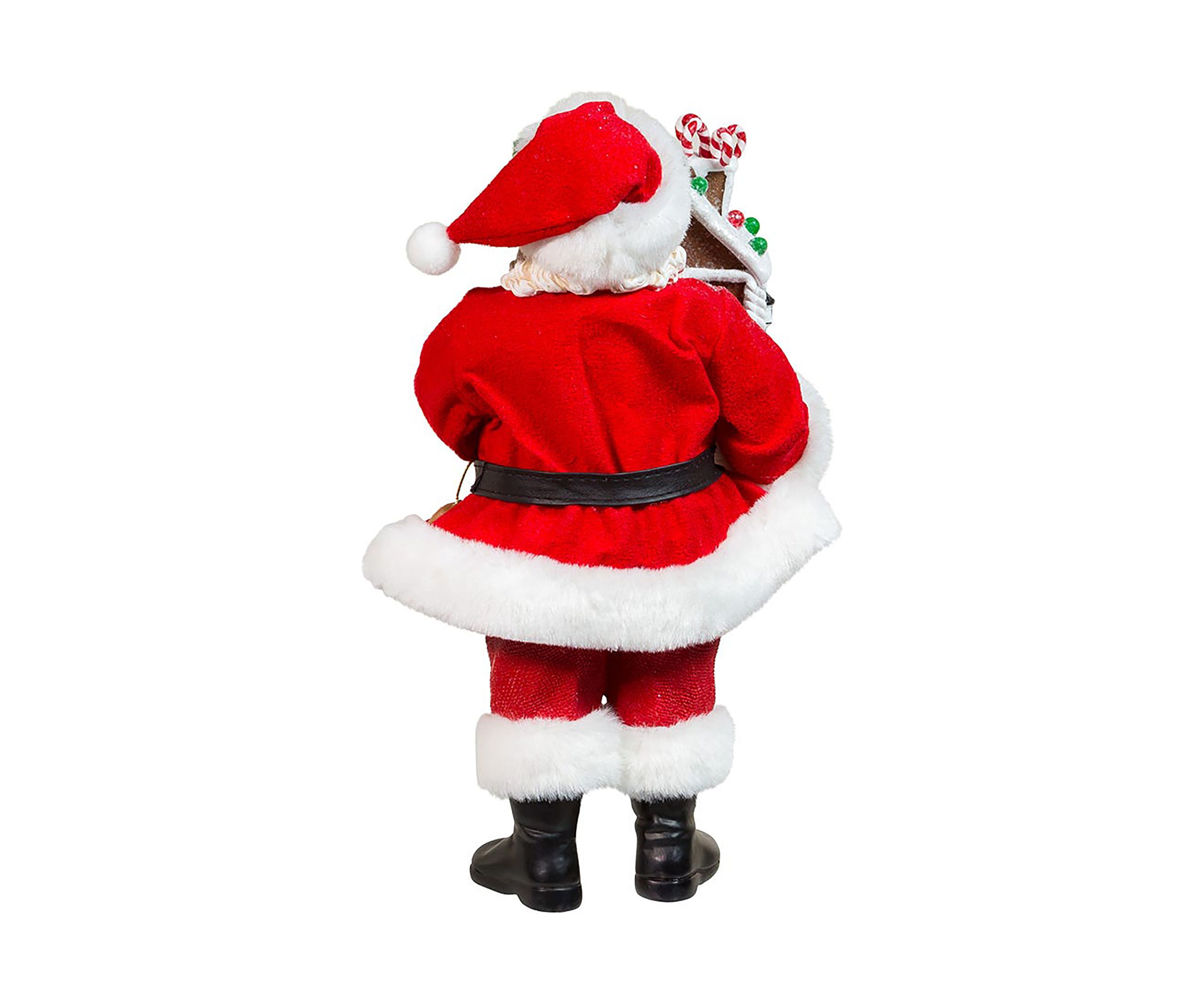 Santa With Light Up Gingerbread House