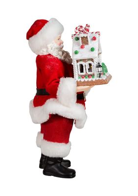 Santa With Light Up Gingerbread House