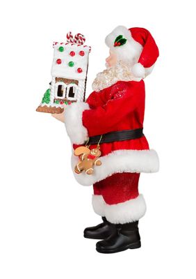 Santa With Light Up Gingerbread House