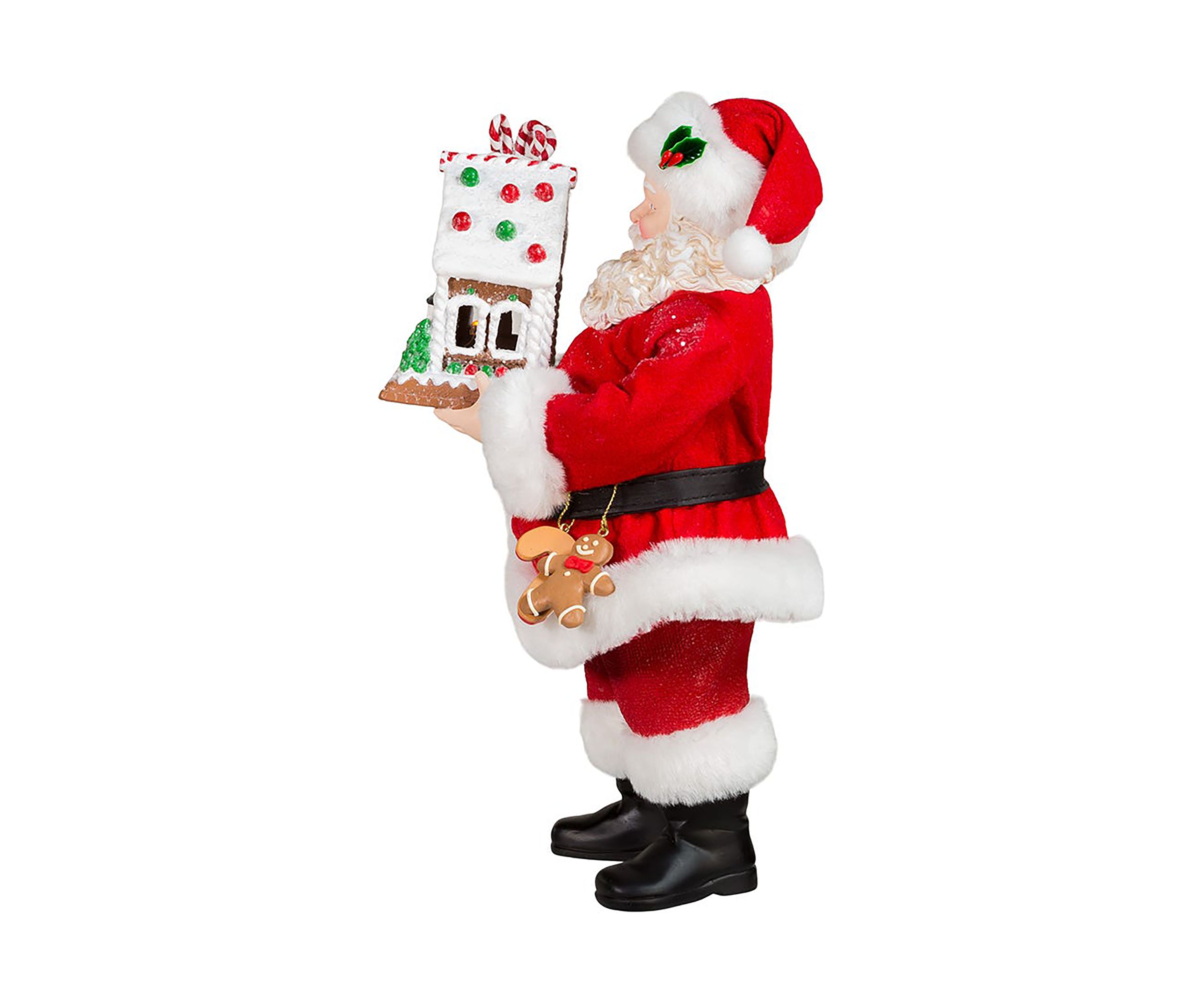 Santa With Light Up Gingerbread House