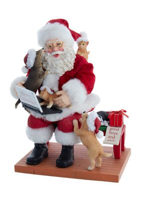Kurt S. Adler 9-Inch Fabriché Santa with Laptop and Pets