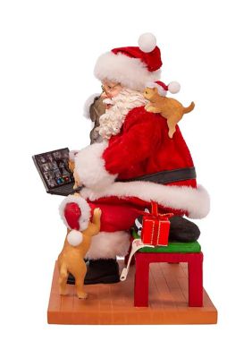 9-Inch Fabriché Santa with Laptop and Pets