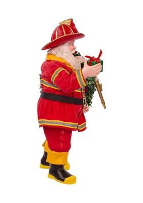 11-Inch Fabriché Fireman Santa with Wreath and Hose