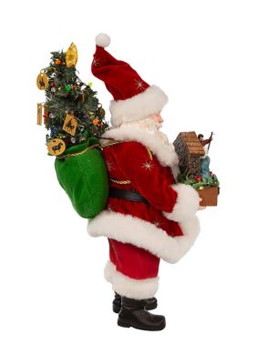 13-Inch Fabriché Battery-Operated LED Santa with Nativity Set