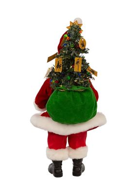 13-Inch Fabriché Battery-Operated LED Santa with Nativity Set