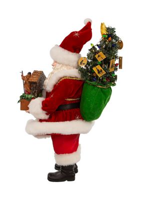 13-Inch Fabriché Battery-Operated LED Santa with Nativity Set
