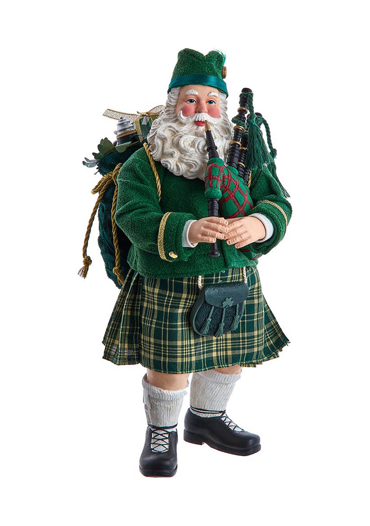 10.5-Inch Fabriché Musical Irish Bagpiper Santa