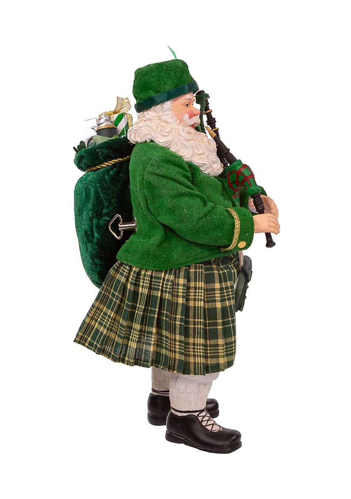 10.5-Inch Fabriché Musical Irish Bagpiper Santa