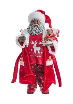 10.5-Inch Fabriché Black Santa in Pajamas and Robe