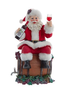 10.5-Inch Fabriché Santa Sitting on Wine Barrel