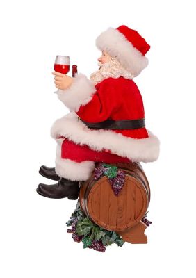 10.5-Inch Fabriché Santa Sitting on Wine Barrel