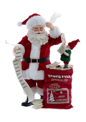 10.5-Inch Fabriché Santa with Mail and Elf