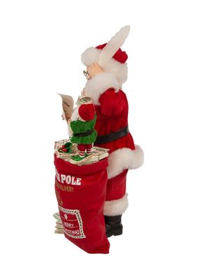 10.5-Inch Fabriché Santa with Mail and Elf