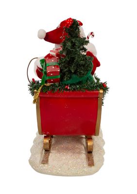 10-Inch Fabriche Flamingos Pulling Santa Sleigh