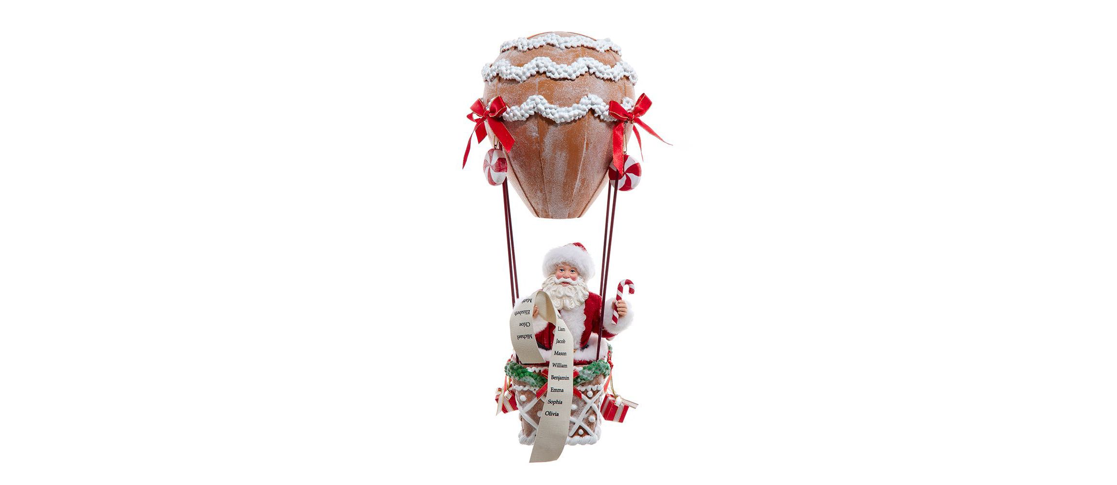 Kurt Adler 12-Inch Fabriché Gingerbread Hot Air Balloon Santa