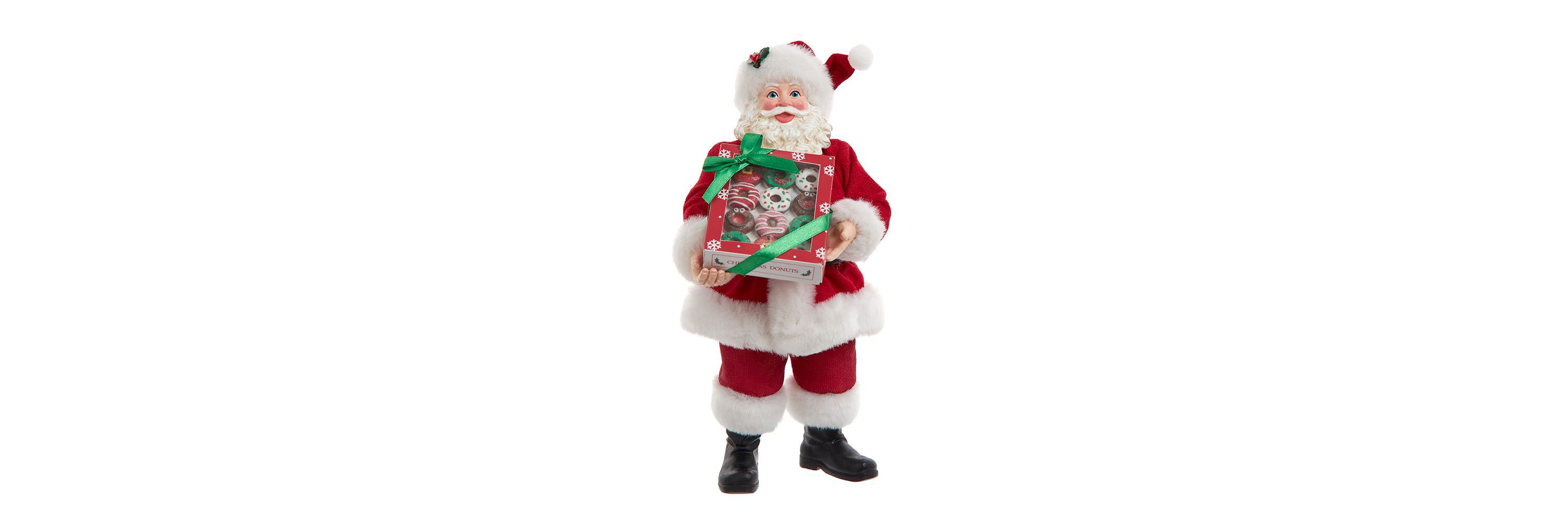 Kurt Adler 10.5-Inch Fabriché Santa With Box of Donuts