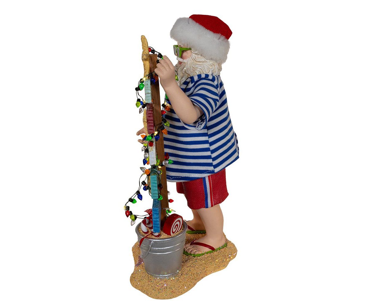 Kurt Adler 10.5-Inch Fabriché Beach Santa With Lighted Sign