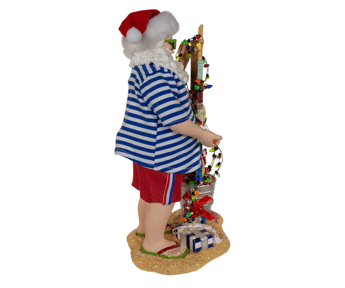 Kurt Adler 10.5-Inch Fabriché Beach Santa With Lighted Sign