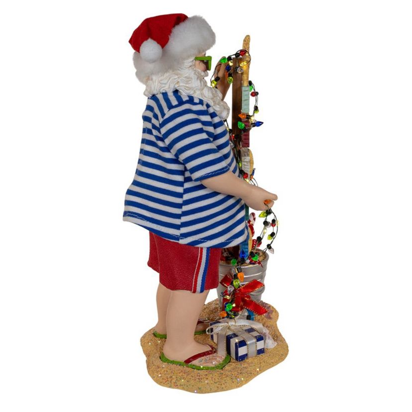 Kurt Adler 10.5-Inch Fabriché Beach Santa With Lighted Sign