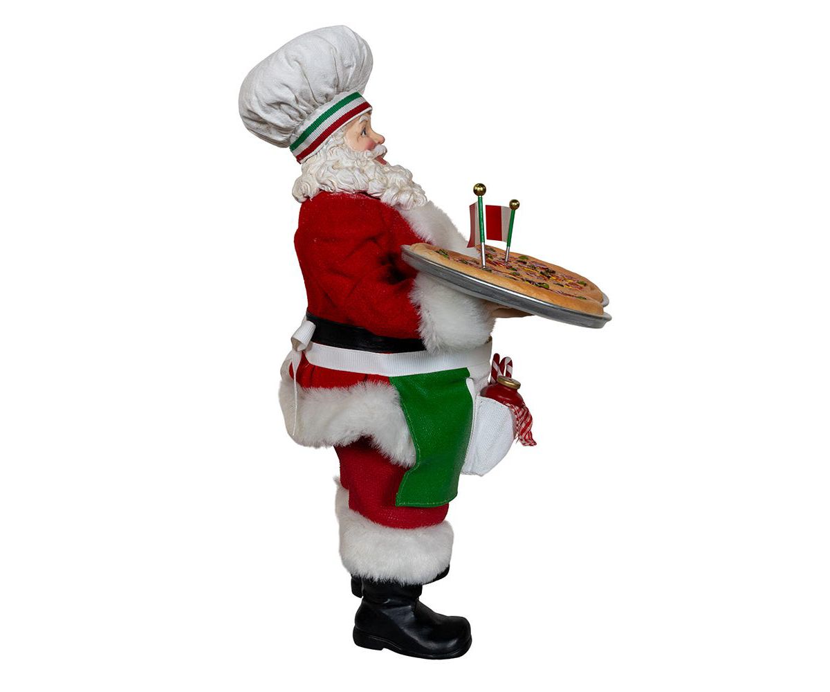 Kurt Adler 11-Inch Fabriché Chef Santa Holding Two Trays of Pizza