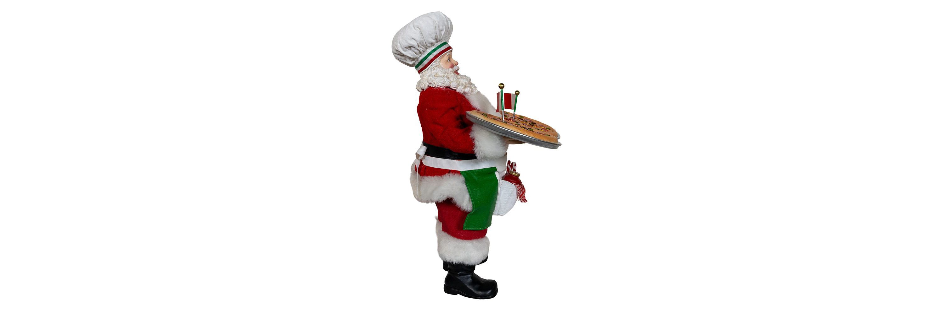 Kurt Adler 11-Inch Fabriché Chef Santa Holding Two Trays of Pizza