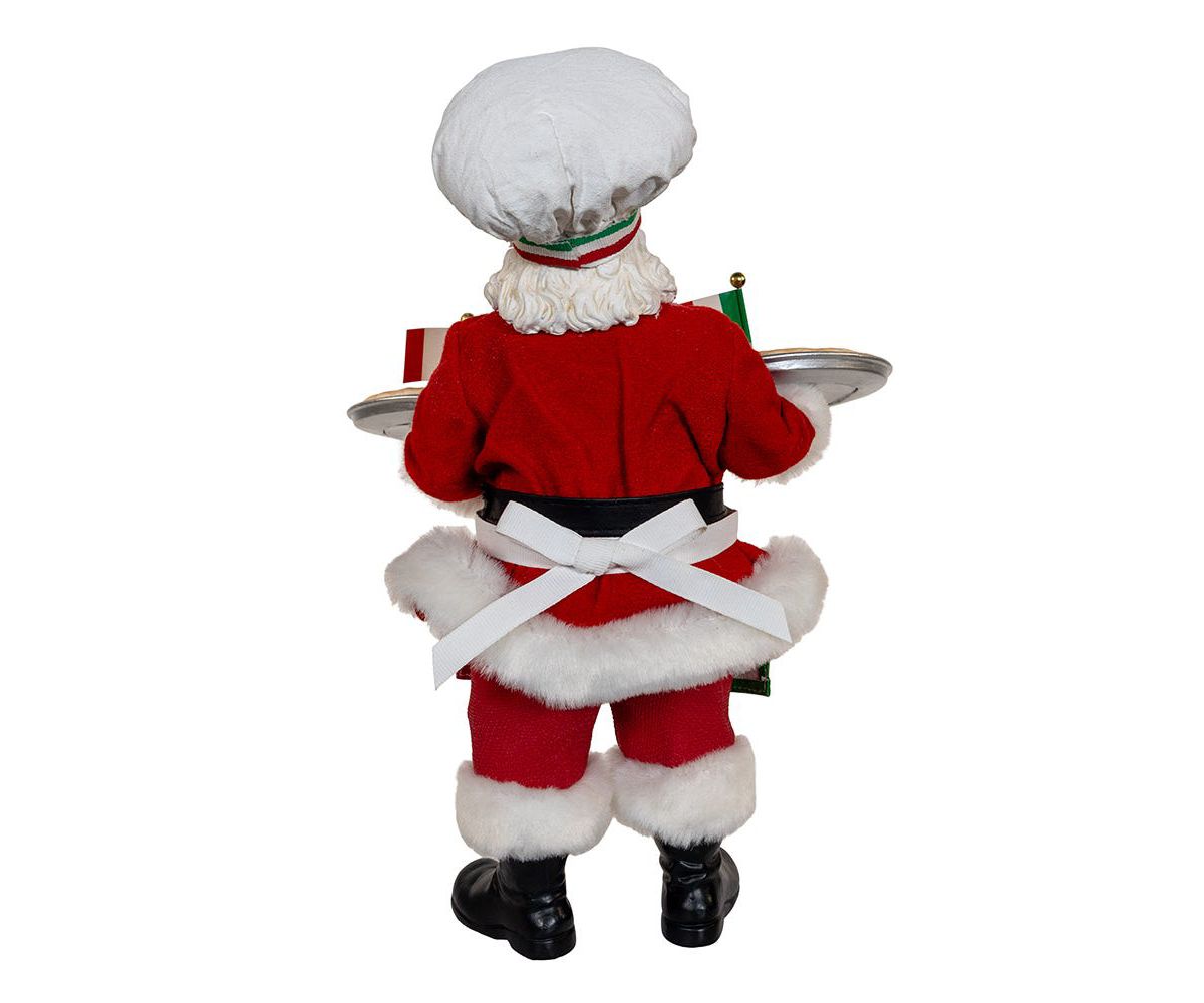 Kurt Adler 11-Inch Fabriché Chef Santa Holding Two Trays of Pizza