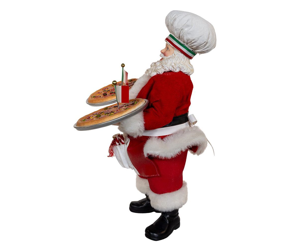 Kurt Adler 11-Inch Fabriché Chef Santa Holding Two Trays of Pizza