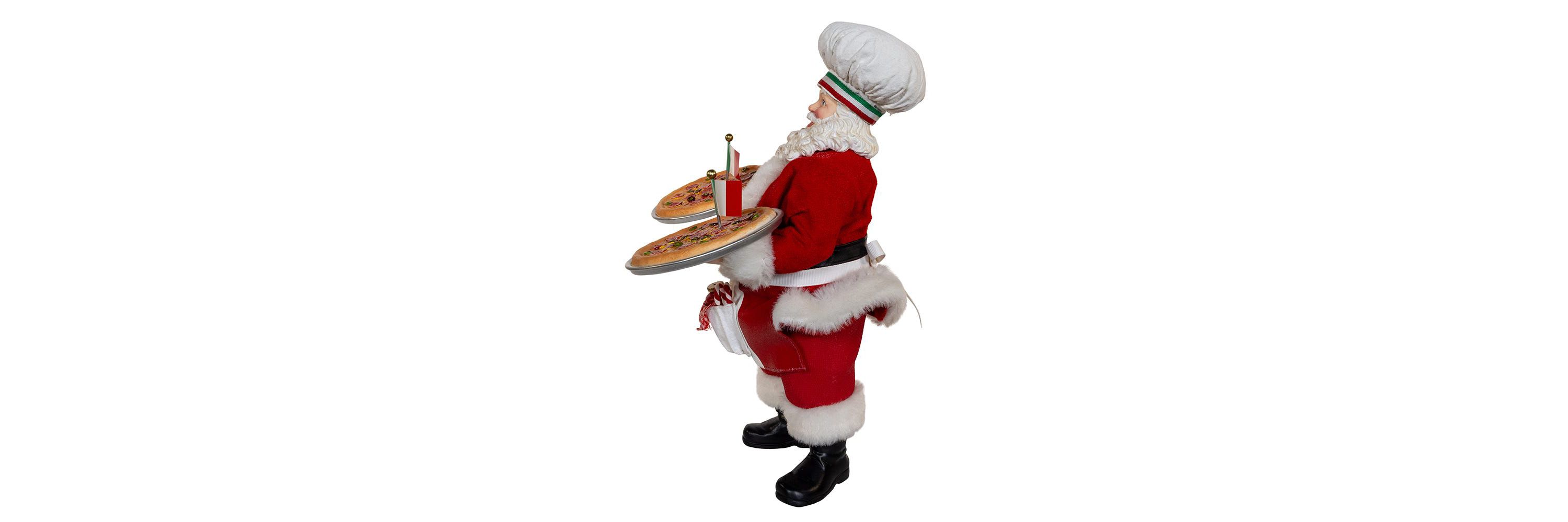 Kurt Adler 11-Inch Fabriché Chef Santa Holding Two Trays of Pizza