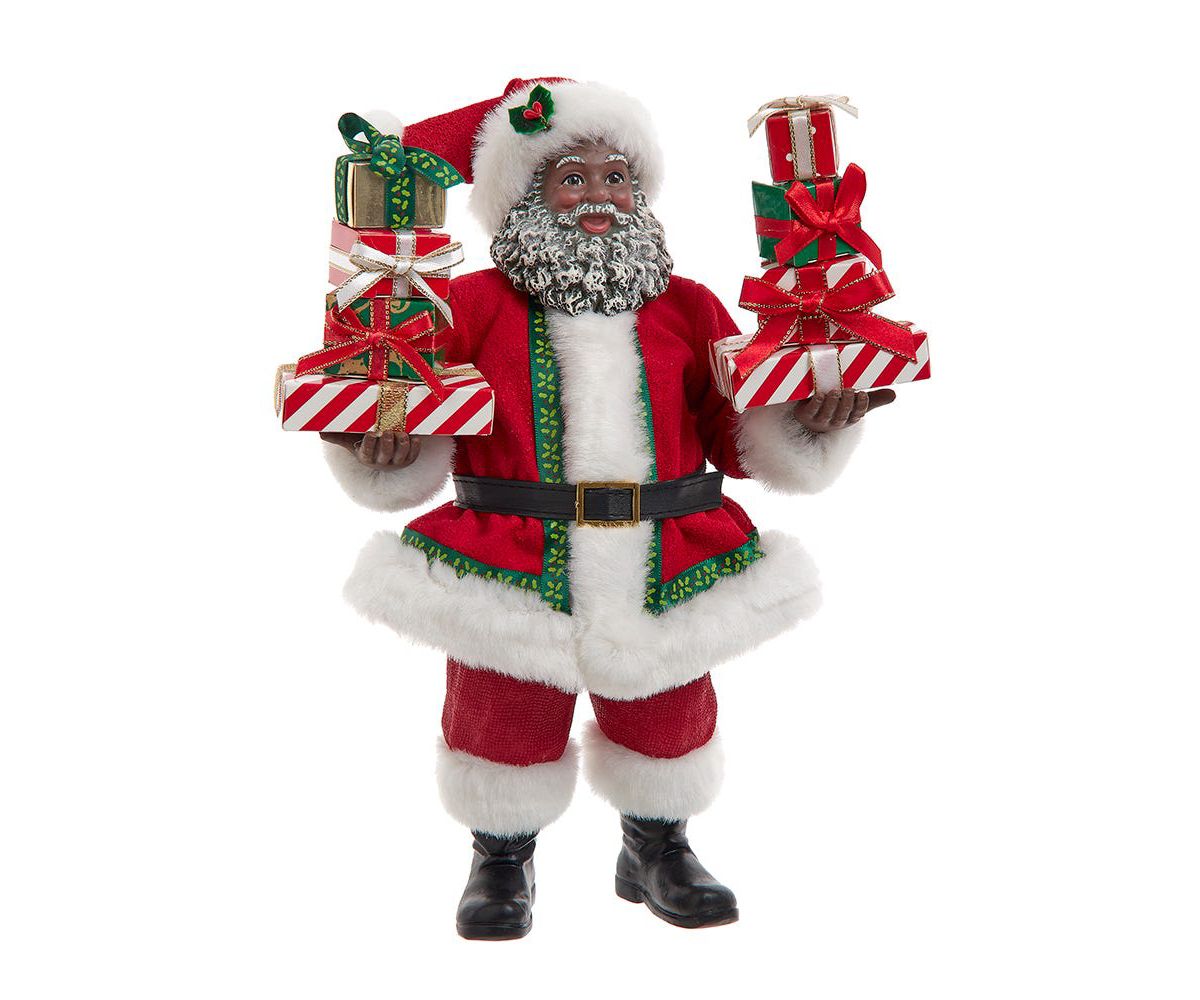 Kurt Adler 10.5-Inch Fabriché African American Santa with Gifts