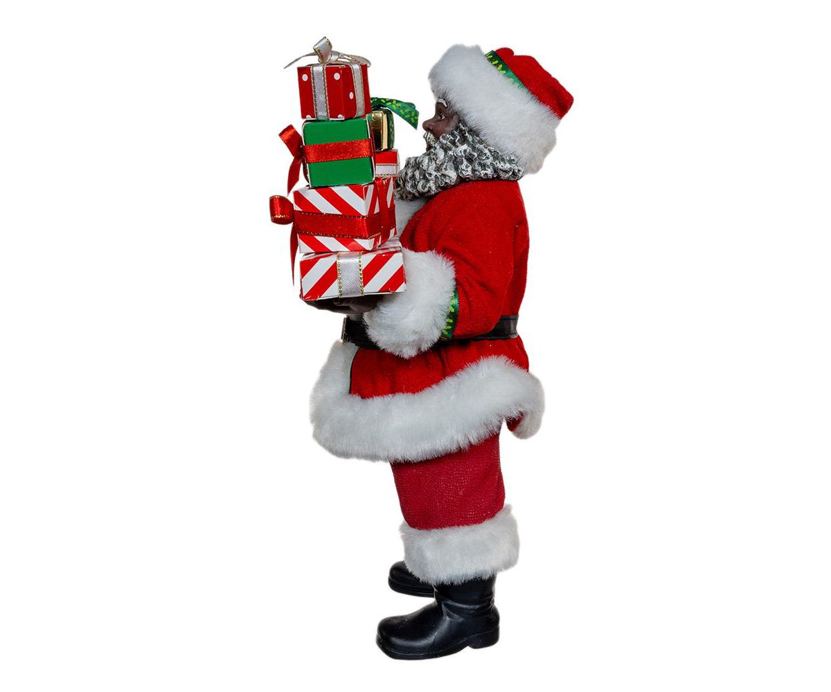Kurt Adler 10.5-Inch Fabriché African American Santa with Gifts