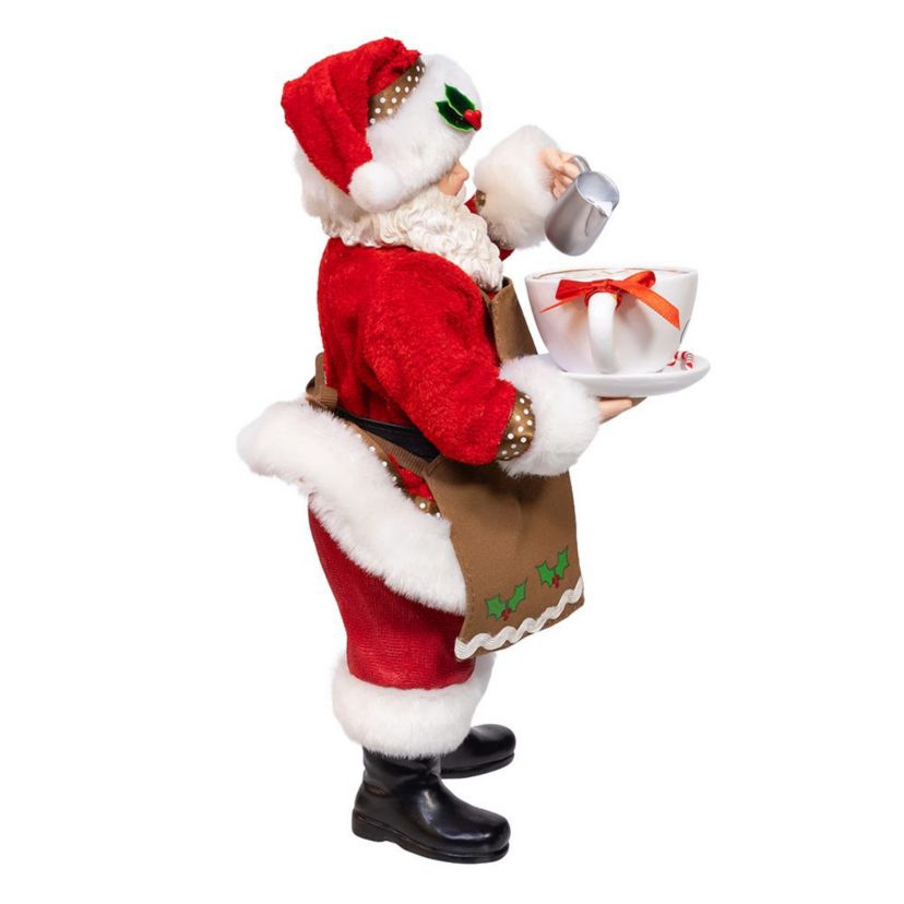 10.5-Inch Fabriché Santa with Oversized -InchI Love Coffee-Inch Cup and Creamer