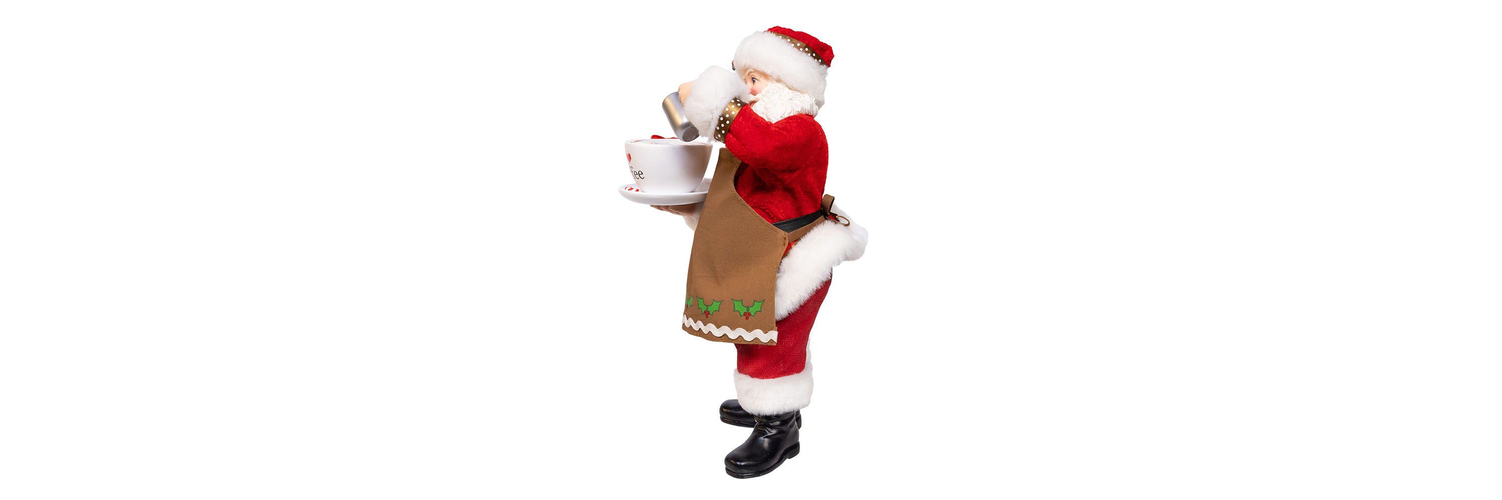 10.5-Inch Fabriché Santa with Oversized -InchI Love Coffee-Inch Cup and Creamer