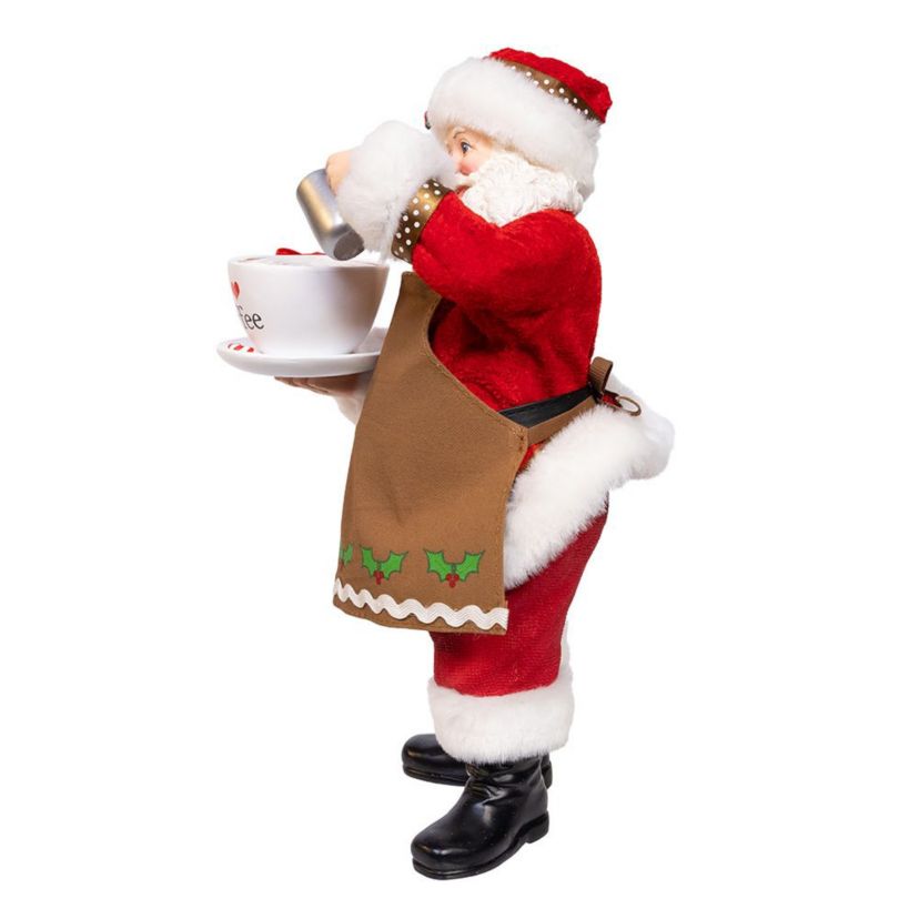 10.5-Inch Fabriché Santa with Oversized -InchI Love Coffee-Inch Cup and Creamer