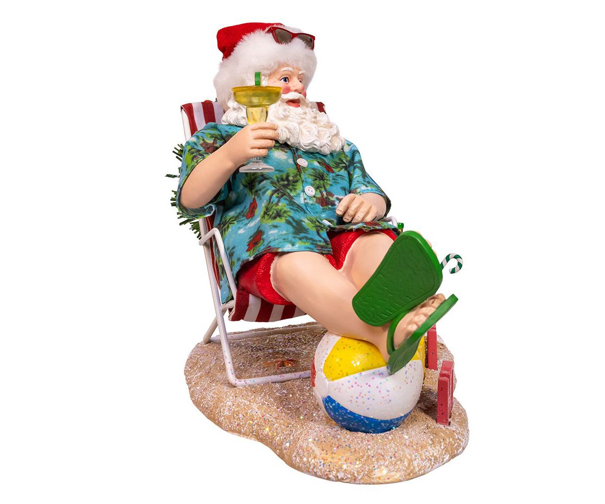 8.5-Inch Fabriché Santa Sitting on Beach Chair