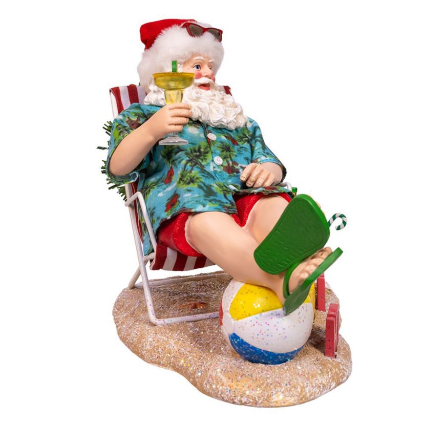 8.5-Inch Fabriché Santa Sitting on Beach Chair