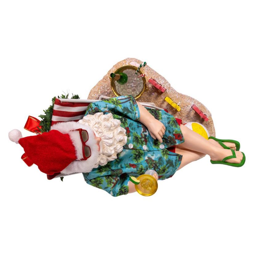 8.5-Inch Fabriché Santa Sitting on Beach Chair