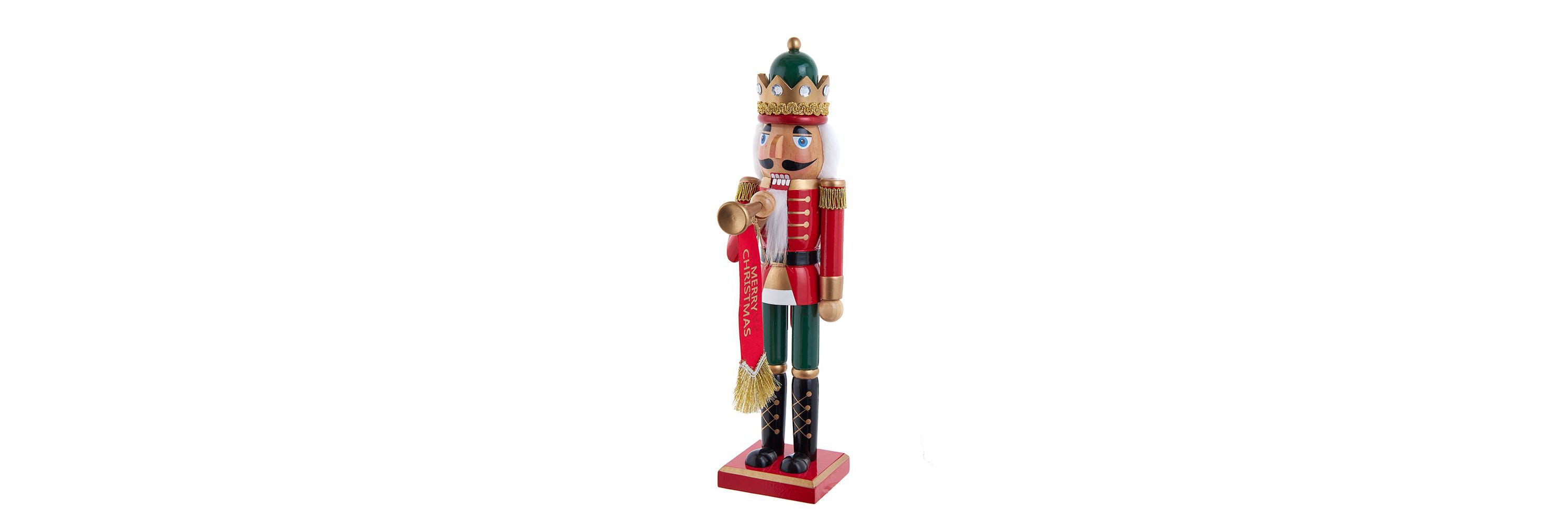 charming 15-Inch Red and Green With Horn Nutcracker